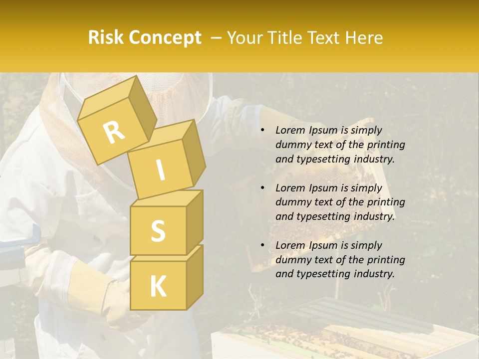 A Man In A Bee Suit Holding A Beehive PowerPoint Template