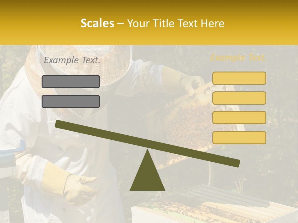 A Man In A Bee Suit Holding A Beehive PowerPoint Template