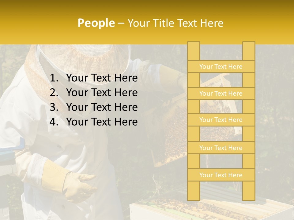 A Man In A Bee Suit Holding A Beehive PowerPoint Template