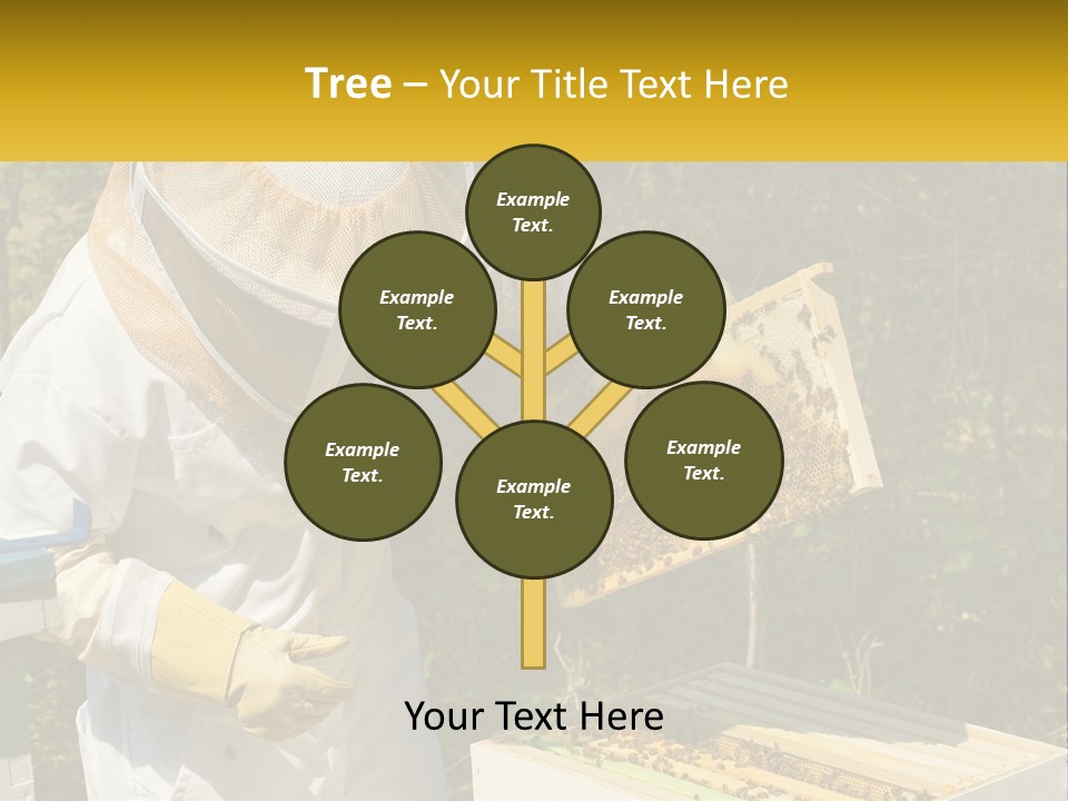 A Man In A Bee Suit Holding A Beehive PowerPoint Template