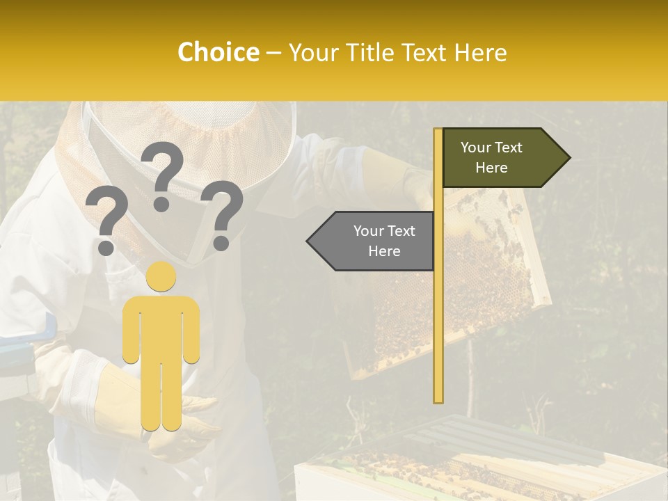 A Man In A Bee Suit Holding A Beehive PowerPoint Template