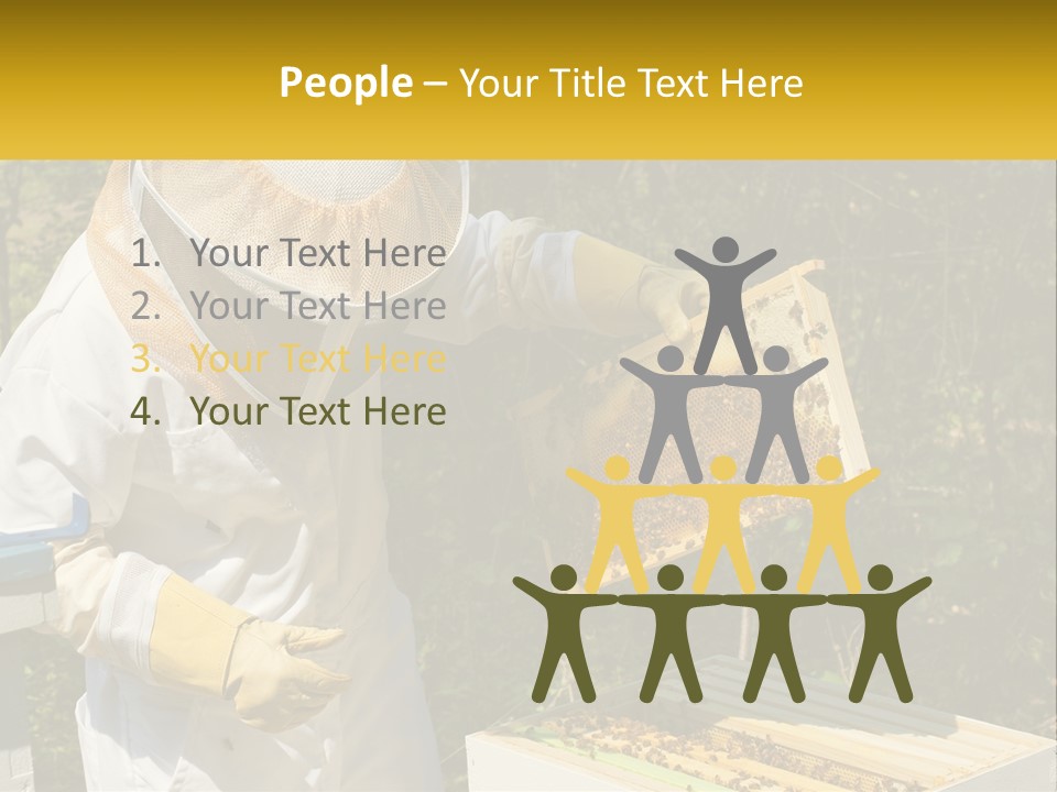 A Man In A Bee Suit Holding A Beehive PowerPoint Template