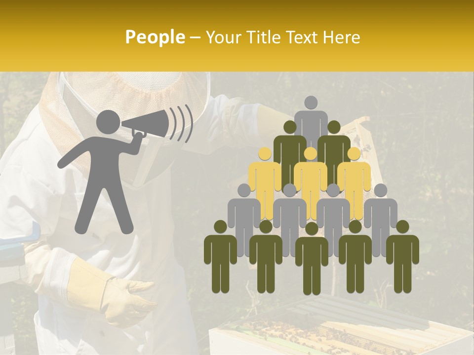 A Man In A Bee Suit Holding A Beehive PowerPoint Template