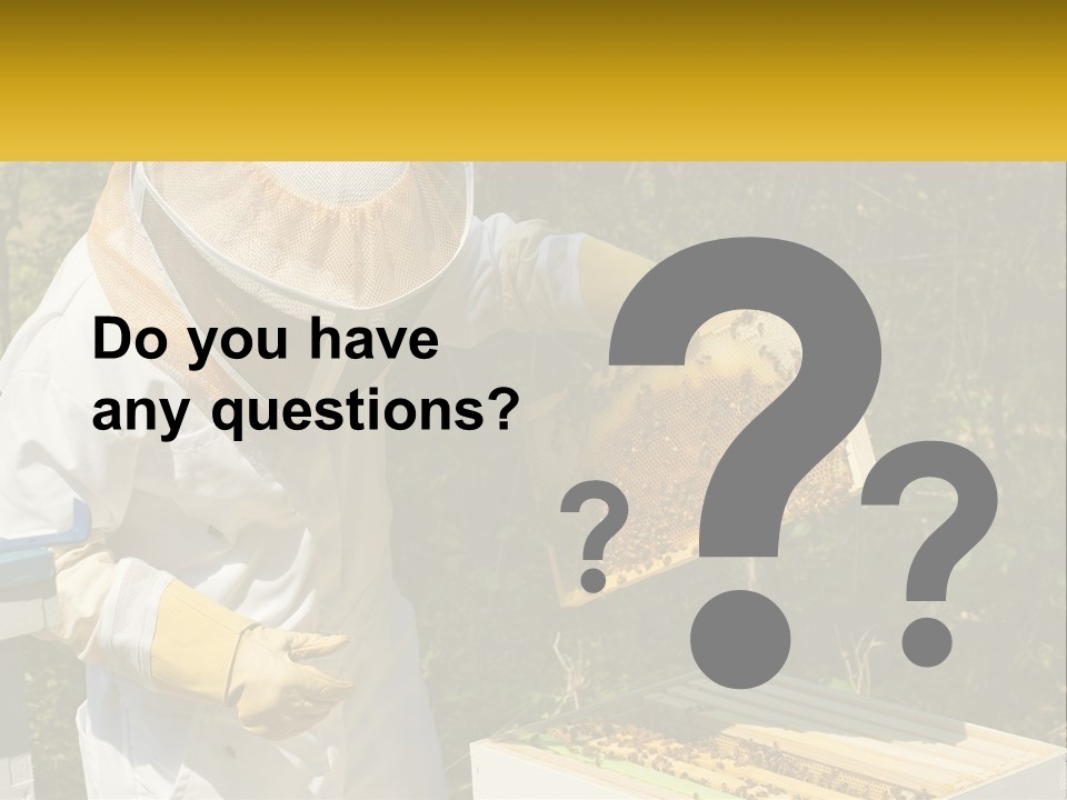 A Man In A Bee Suit Holding A Beehive PowerPoint Template