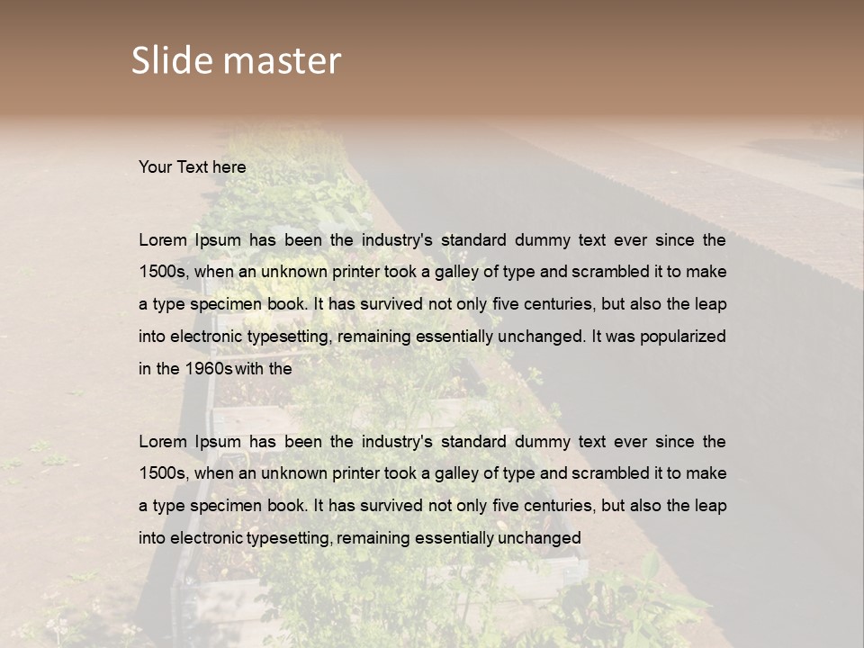 A Row Of Plants In Front Of A Brick Building PowerPoint Template