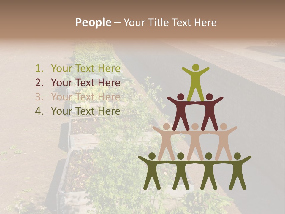A Row Of Plants In Front Of A Brick Building PowerPoint Template