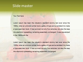A Piece Of Watermelon Sitting On Top Of A Cutting Board PowerPoint Template