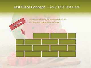 A Piece Of Watermelon Sitting On Top Of A Cutting Board PowerPoint Template