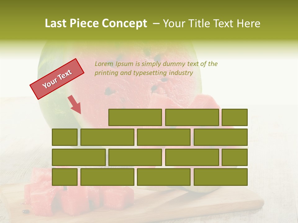 A Piece Of Watermelon Sitting On Top Of A Cutting Board PowerPoint Template