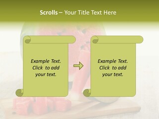 A Piece Of Watermelon Sitting On Top Of A Cutting Board PowerPoint Template