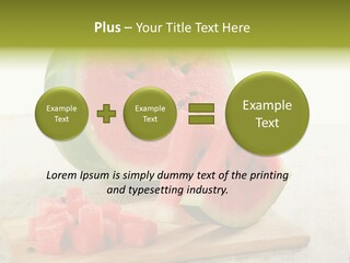 A Piece Of Watermelon Sitting On Top Of A Cutting Board PowerPoint Template
