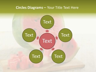 A Piece Of Watermelon Sitting On Top Of A Cutting Board PowerPoint Template