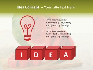 A Piece Of Watermelon Sitting On Top Of A Cutting Board PowerPoint Template