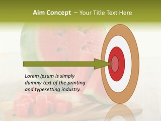 A Piece Of Watermelon Sitting On Top Of A Cutting Board PowerPoint Template