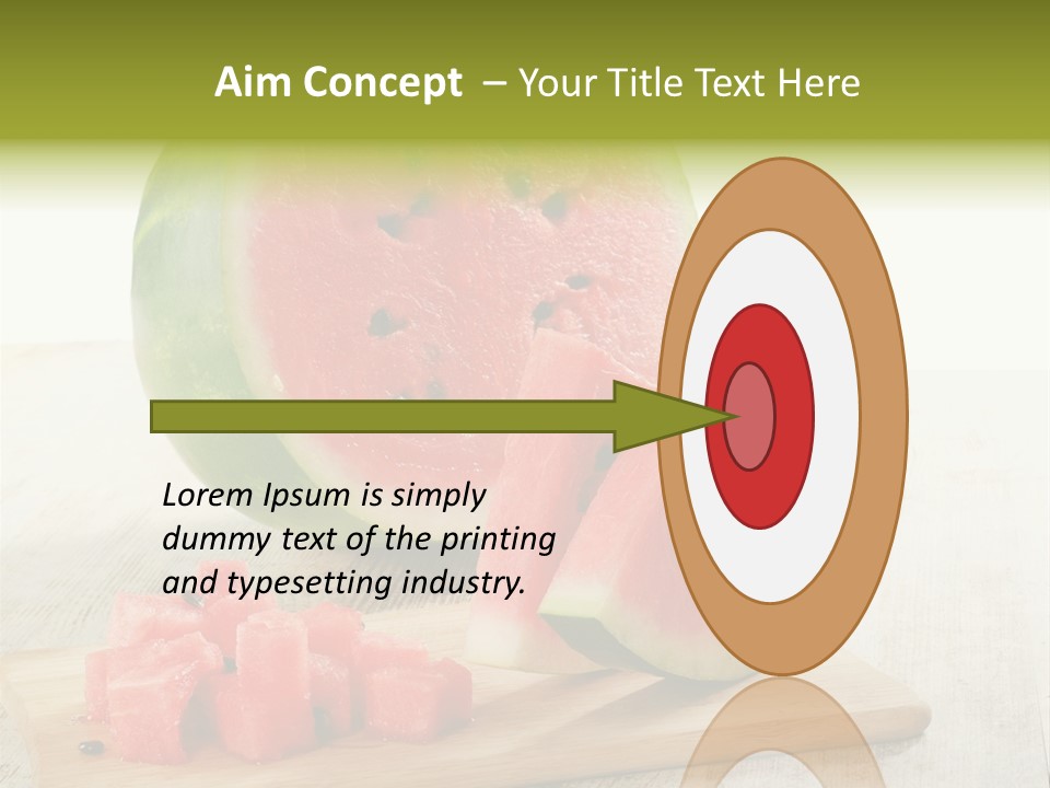 A Piece Of Watermelon Sitting On Top Of A Cutting Board PowerPoint Template