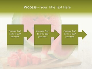 A Piece Of Watermelon Sitting On Top Of A Cutting Board PowerPoint Template