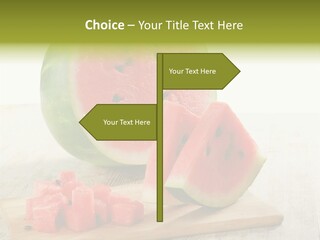 A Piece Of Watermelon Sitting On Top Of A Cutting Board PowerPoint Template