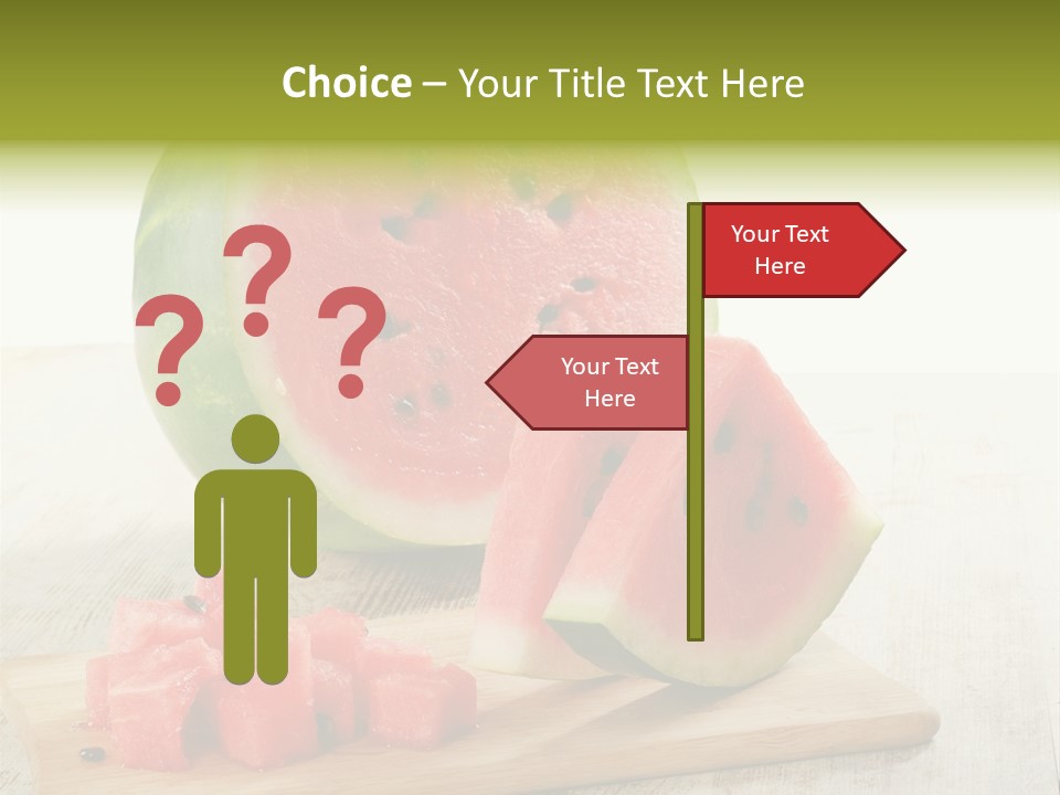 A Piece Of Watermelon Sitting On Top Of A Cutting Board PowerPoint Template