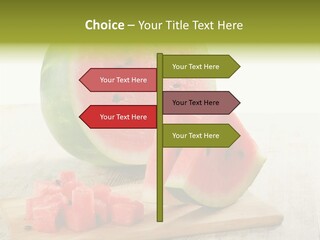 A Piece Of Watermelon Sitting On Top Of A Cutting Board PowerPoint Template