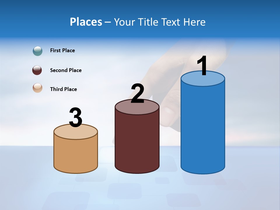 A Person's Hand Reaching For Something On A Blue Background PowerPoint Template