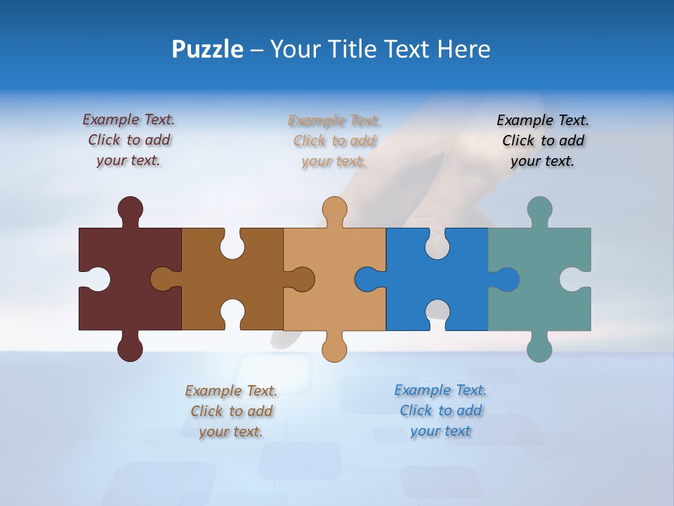 A Person's Hand Reaching For Something On A Blue Background PowerPoint Template