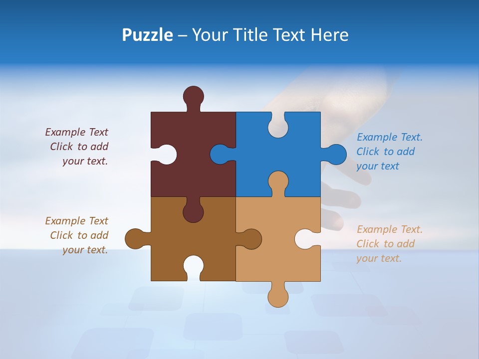 A Person's Hand Reaching For Something On A Blue Background PowerPoint Template