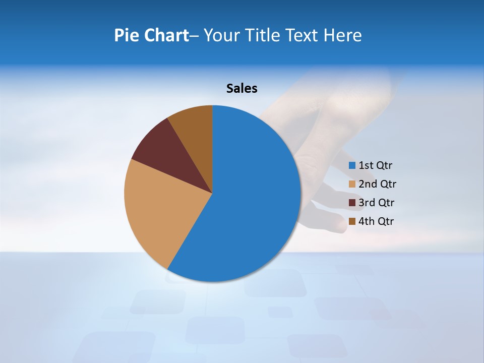 A Person's Hand Reaching For Something On A Blue Background PowerPoint Template