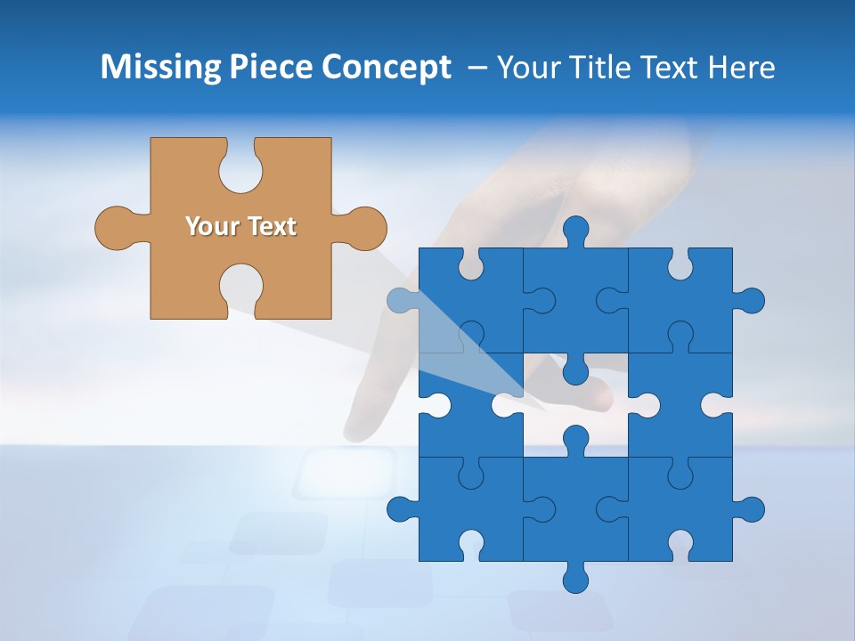 A Person's Hand Reaching For Something On A Blue Background PowerPoint Template