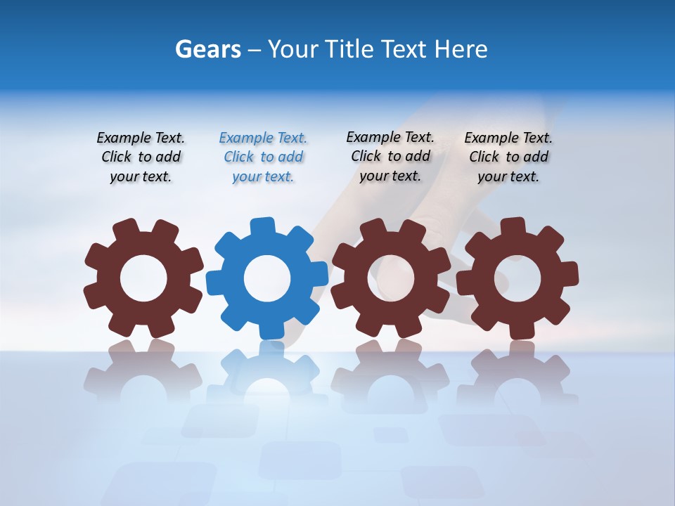 A Person's Hand Reaching For Something On A Blue Background PowerPoint Template