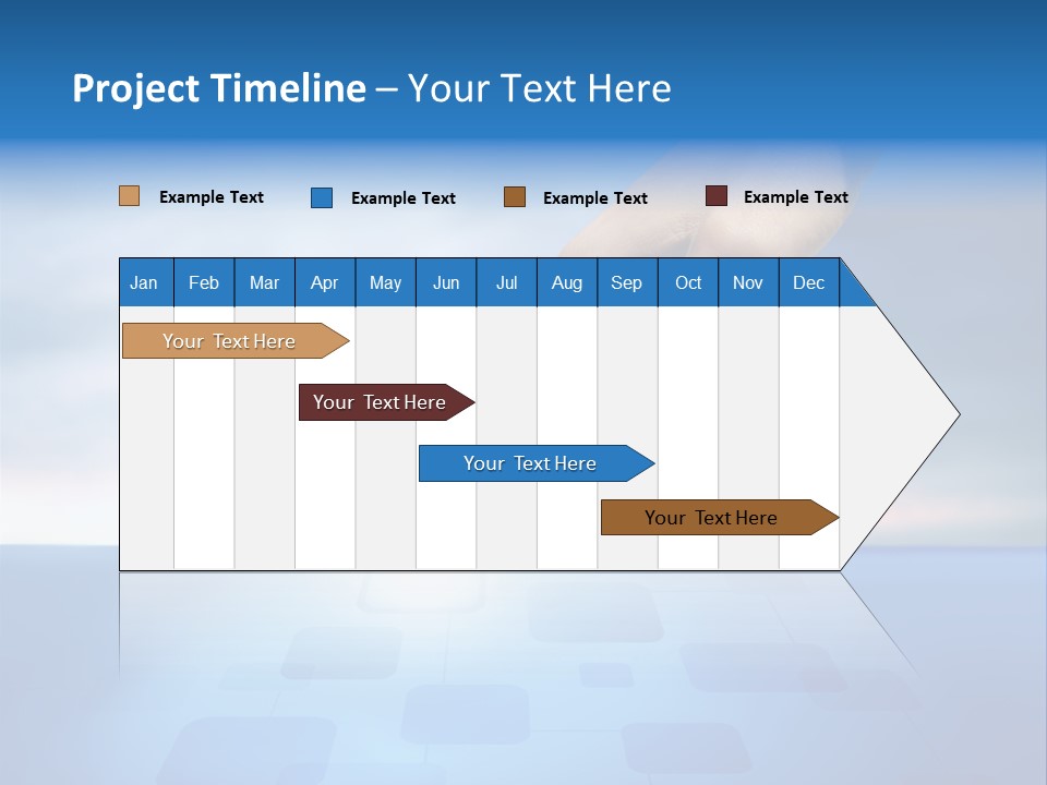 A Person's Hand Reaching For Something On A Blue Background PowerPoint Template