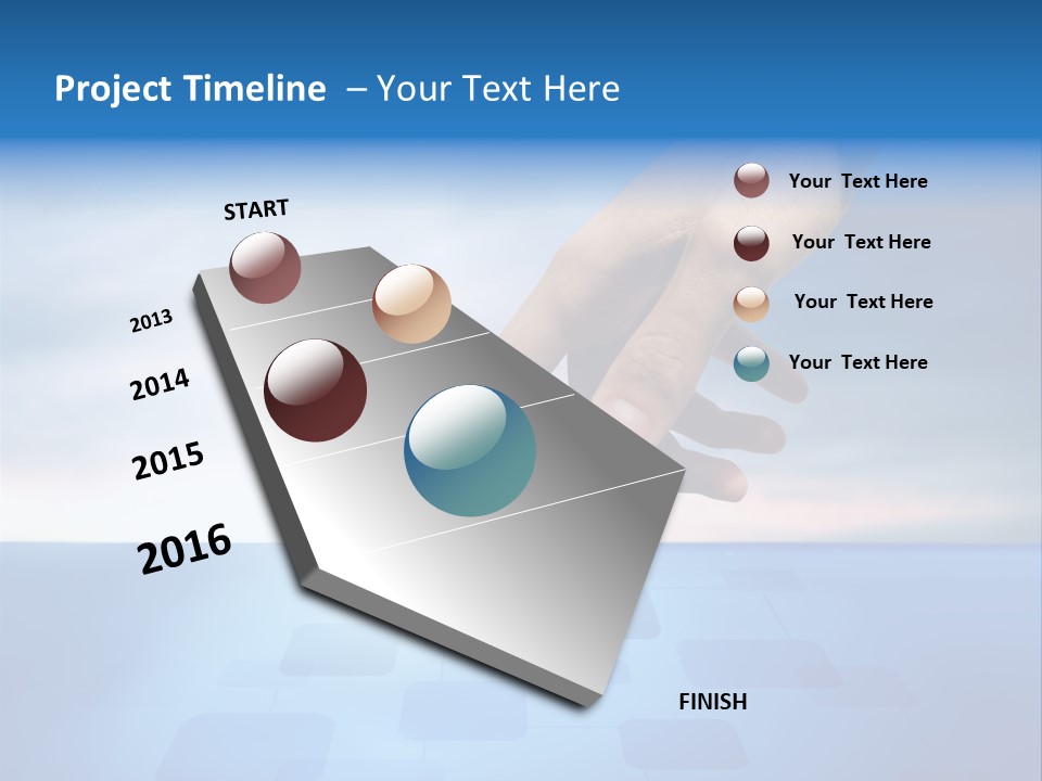 A Person's Hand Reaching For Something On A Blue Background PowerPoint Template