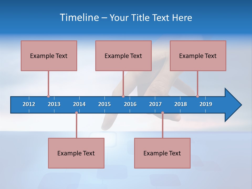 A Person's Hand Reaching For Something On A Blue Background PowerPoint Template