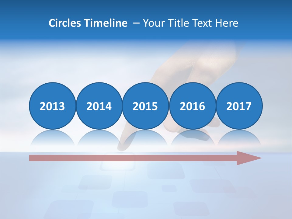 A Person's Hand Reaching For Something On A Blue Background PowerPoint Template