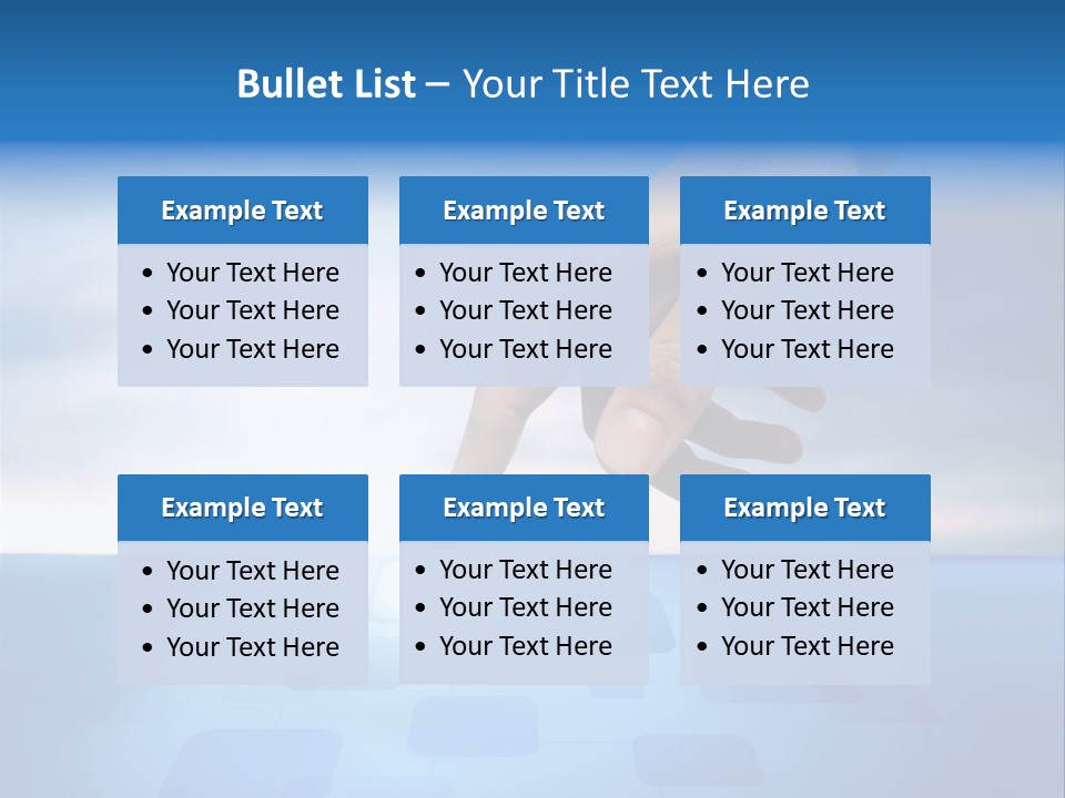 A Person's Hand Reaching For Something On A Blue Background PowerPoint Template