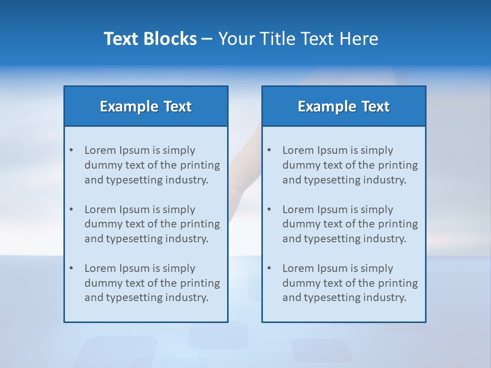 A Person's Hand Reaching For Something On A Blue Background PowerPoint Template