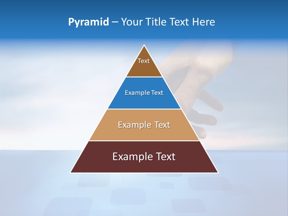 A Person's Hand Reaching For Something On A Blue Background PowerPoint Template