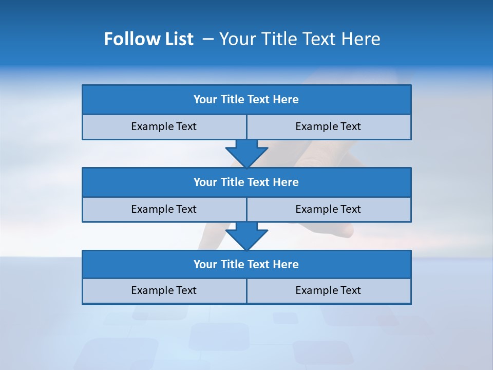 A Person's Hand Reaching For Something On A Blue Background PowerPoint Template