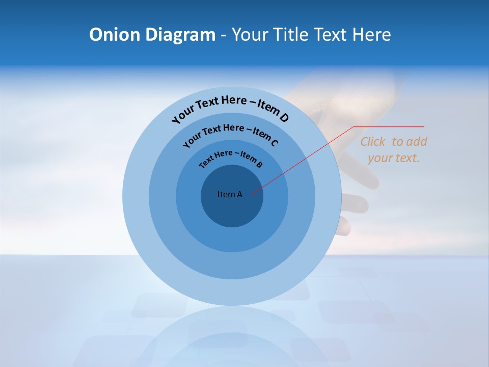 A Person's Hand Reaching For Something On A Blue Background PowerPoint Template