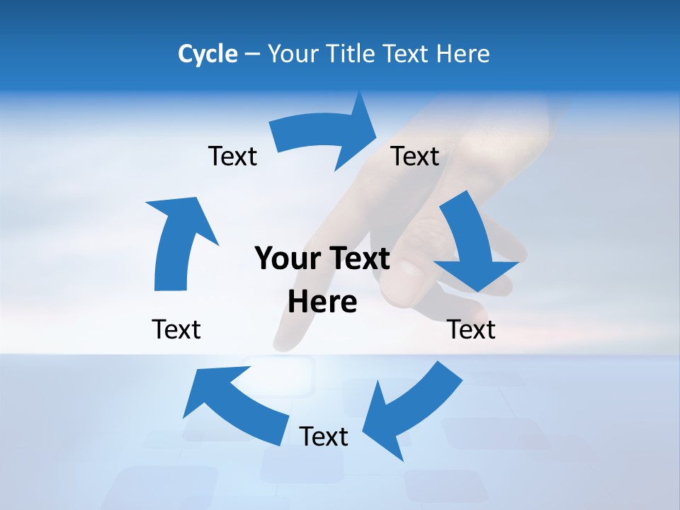 A Person's Hand Reaching For Something On A Blue Background PowerPoint Template