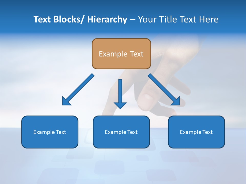 A Person's Hand Reaching For Something On A Blue Background PowerPoint Template