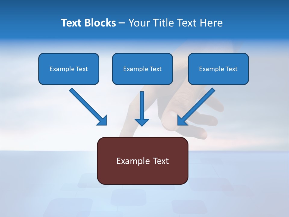 A Person's Hand Reaching For Something On A Blue Background PowerPoint Template