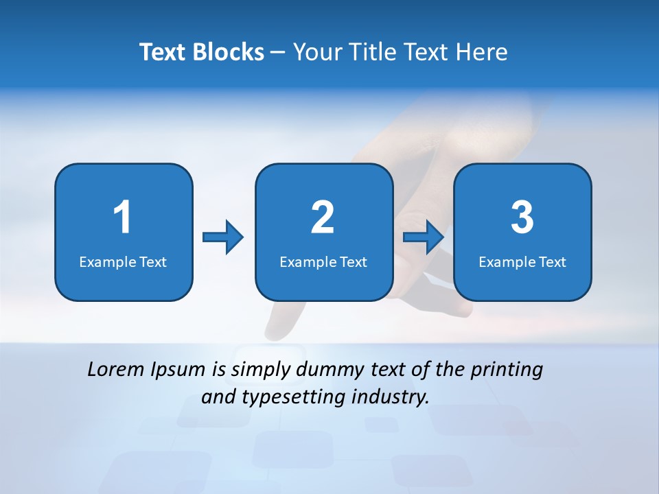 A Person's Hand Reaching For Something On A Blue Background PowerPoint Template