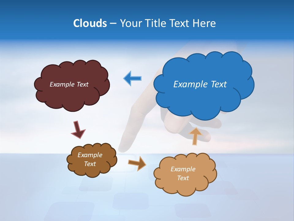 A Person's Hand Reaching For Something On A Blue Background PowerPoint Template