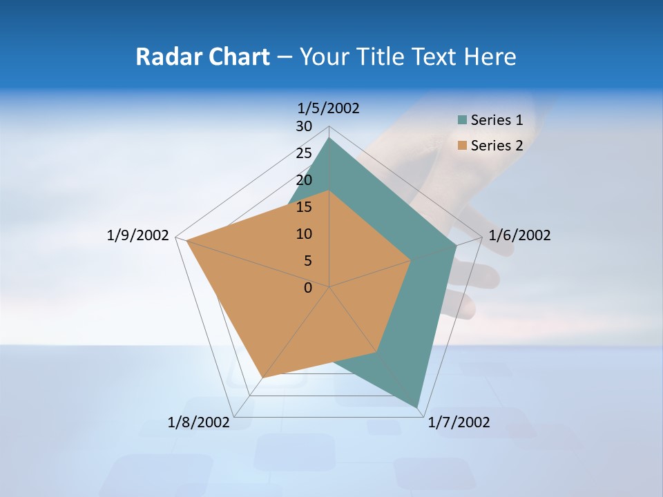 A Person's Hand Reaching For Something On A Blue Background PowerPoint Template