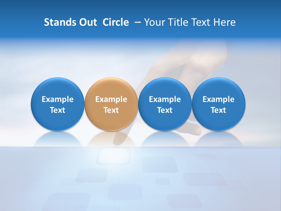 A Person's Hand Reaching For Something On A Blue Background PowerPoint Template