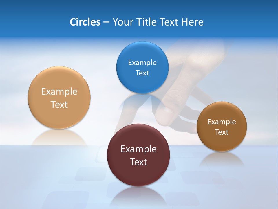 A Person's Hand Reaching For Something On A Blue Background PowerPoint Template