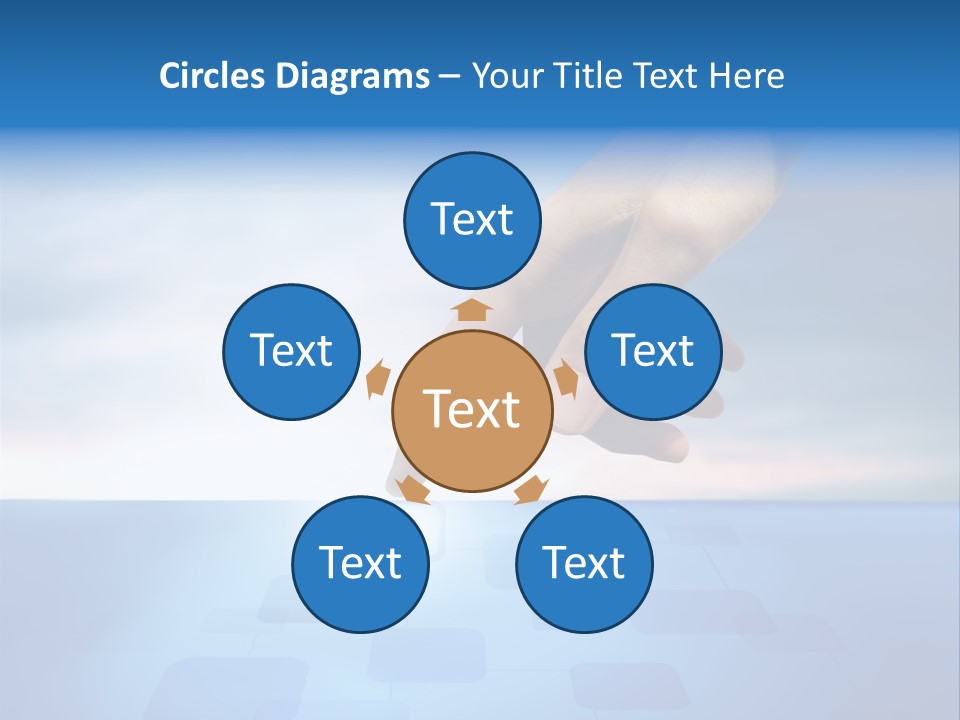 A Person's Hand Reaching For Something On A Blue Background PowerPoint Template