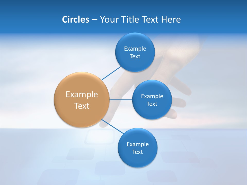 A Person's Hand Reaching For Something On A Blue Background PowerPoint Template