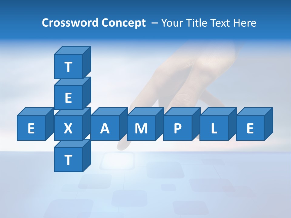 A Person's Hand Reaching For Something On A Blue Background PowerPoint Template