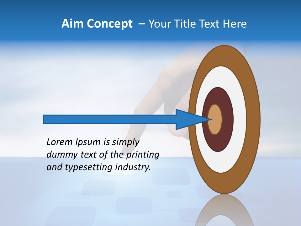 A Person's Hand Reaching For Something On A Blue Background PowerPoint Template